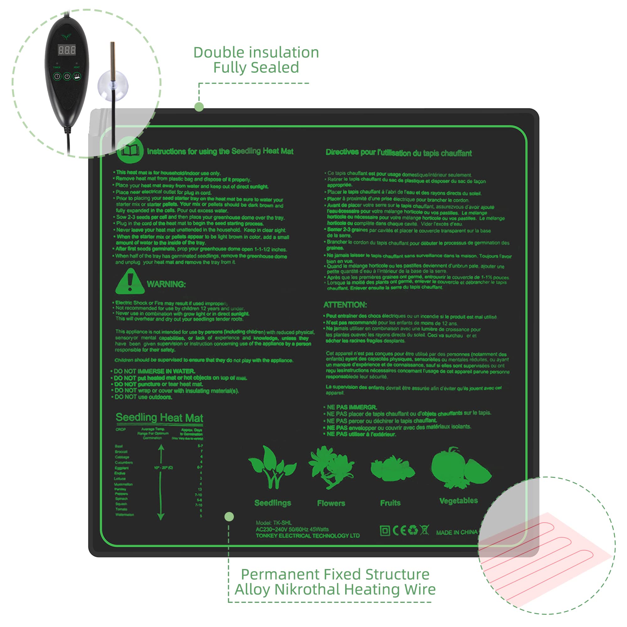 Hyindoor Seedling Heat Mat with Digital Thermostat for Germination