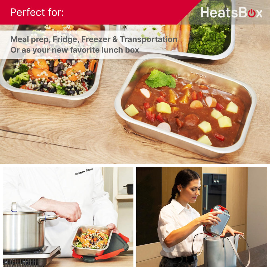 Faitron HeatsBox Inner Dish Set: 2 Leak-Proof Stainless Steel Bowls