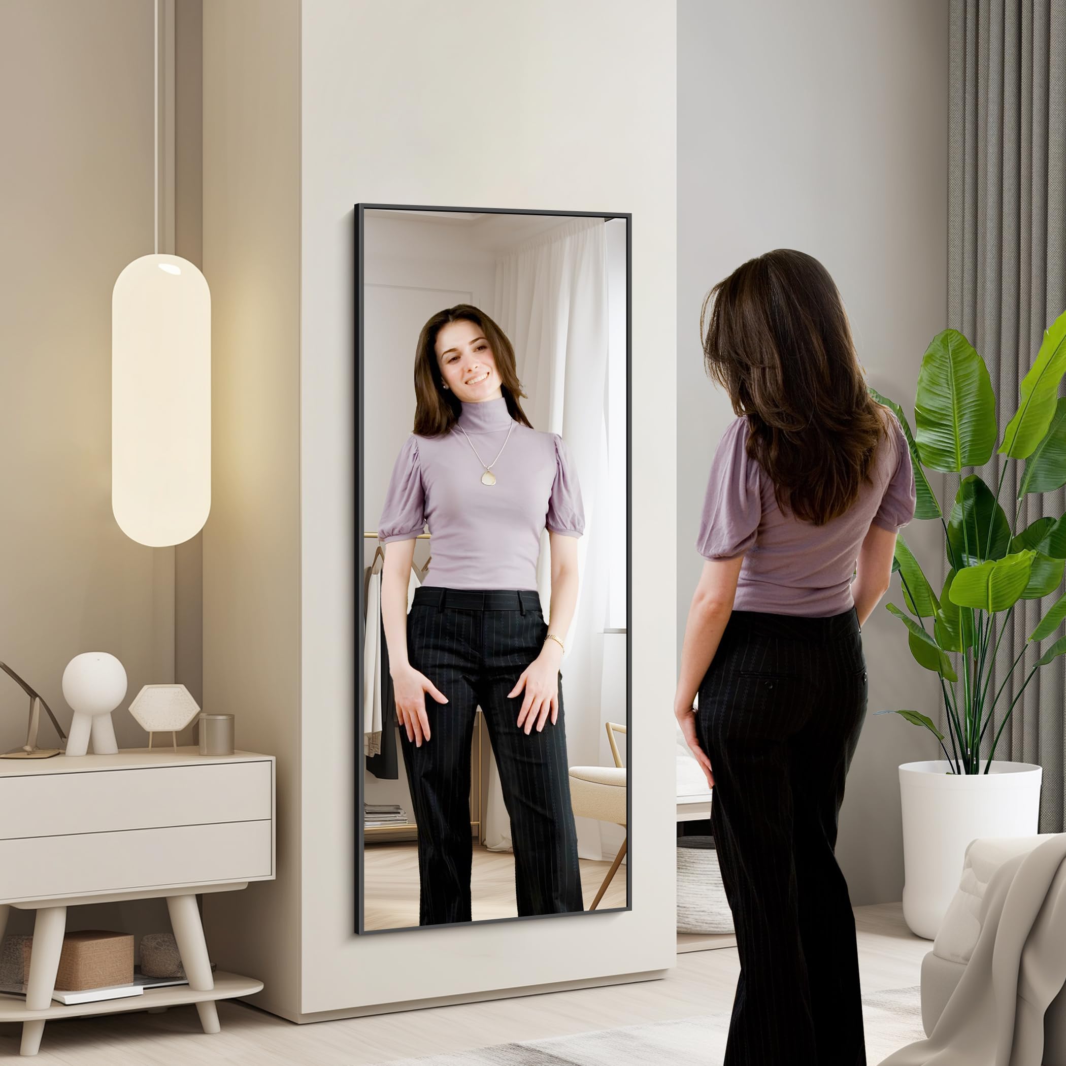 KOCUUY Full Length Mirror | 147x44cm Aluminum Alloy Wall & Floor Mirror