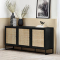 Julian Bowen Padstow Sideboard – Black Rattan Industrial Console