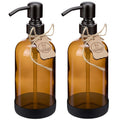 ALTGLAS Amber Glass Soap Dispenser Set – 500ml with Stainless Steel Pump