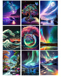 Jolof Store 9-Pack Aurora Landscape 5D Diamond Painting Kits for Adults