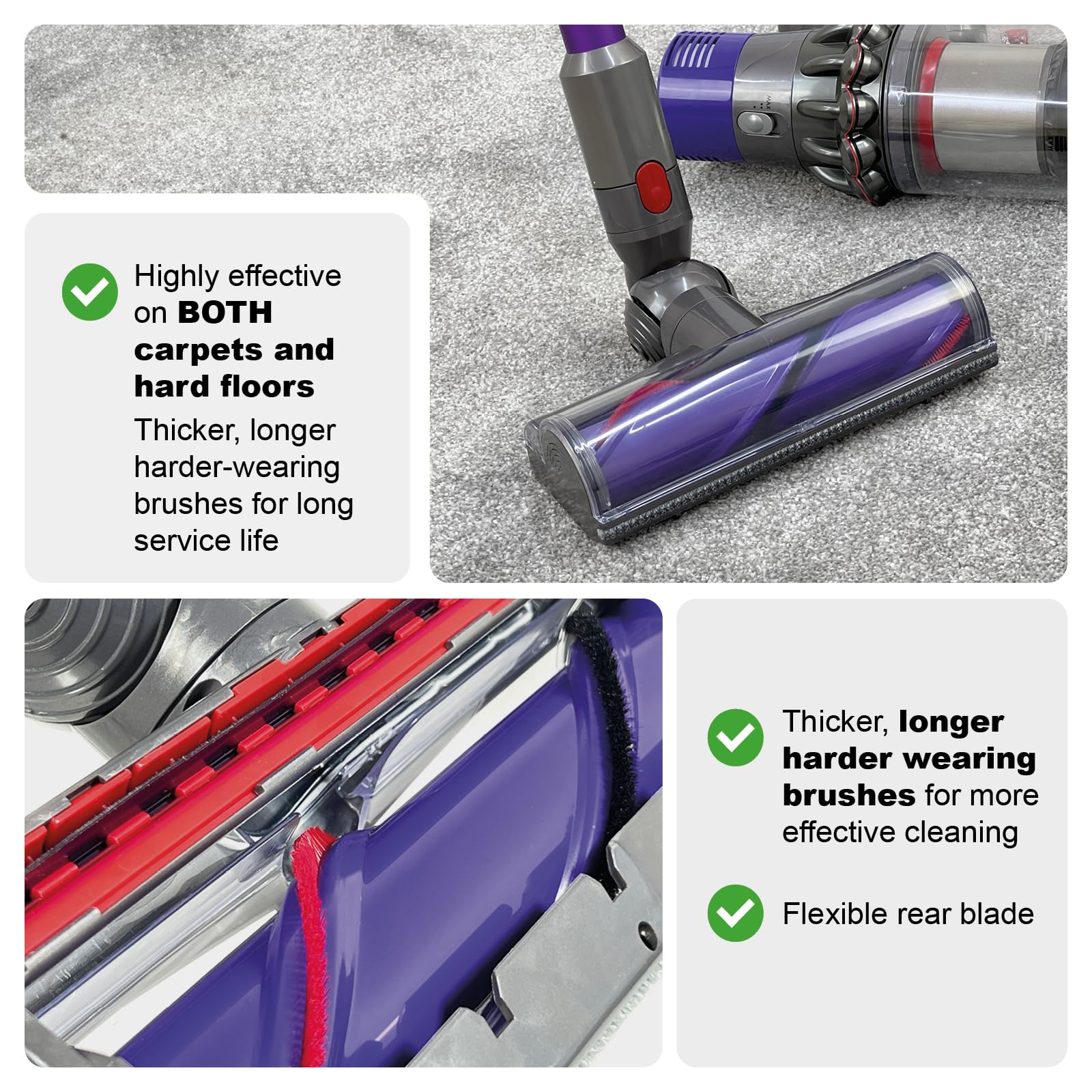 Spares2go High Torque Brush Head for Dyson V7 V8 V10 V11 V15 SV12 SV14