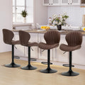 COLAMY Breakfast Bar Stools Set of 4, Modern Swivel Kitchen Bar Chairs, Adjustable PU Leather Upholstered Barstools Counter Height with High Backrest