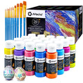 Artecho Metallic Acrylic Paint Set - 20 Colors with 10 Brushes
