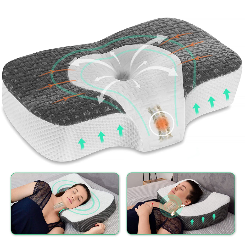 Elviros Cervical Memory Foam Neck Pillow | Adjustable Orthopedic Support