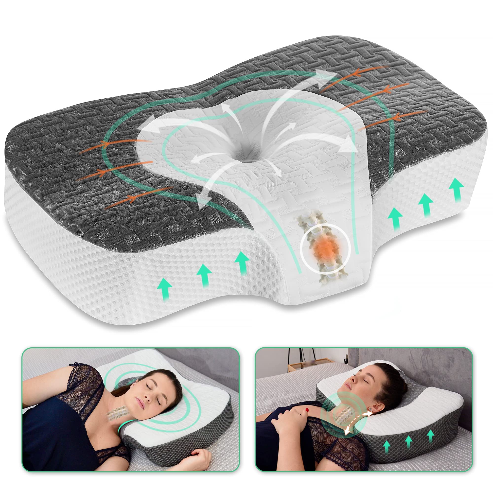 Elviros Cervical Memory Foam Neck Pillow | Adjustable Orthopedic Support
