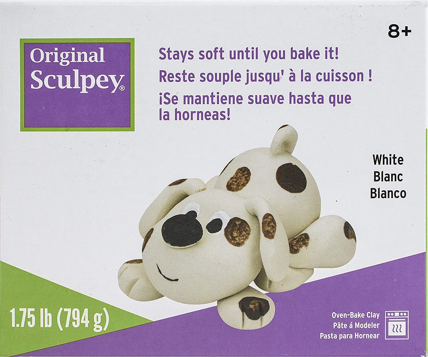 Sculpey Original Polymer Oven Bake Clay - White Modeling Clay, 794g Box