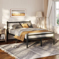 MUTUN 4ft6 Double Metal Bed Frame with Headboard - Heavy Duty Black