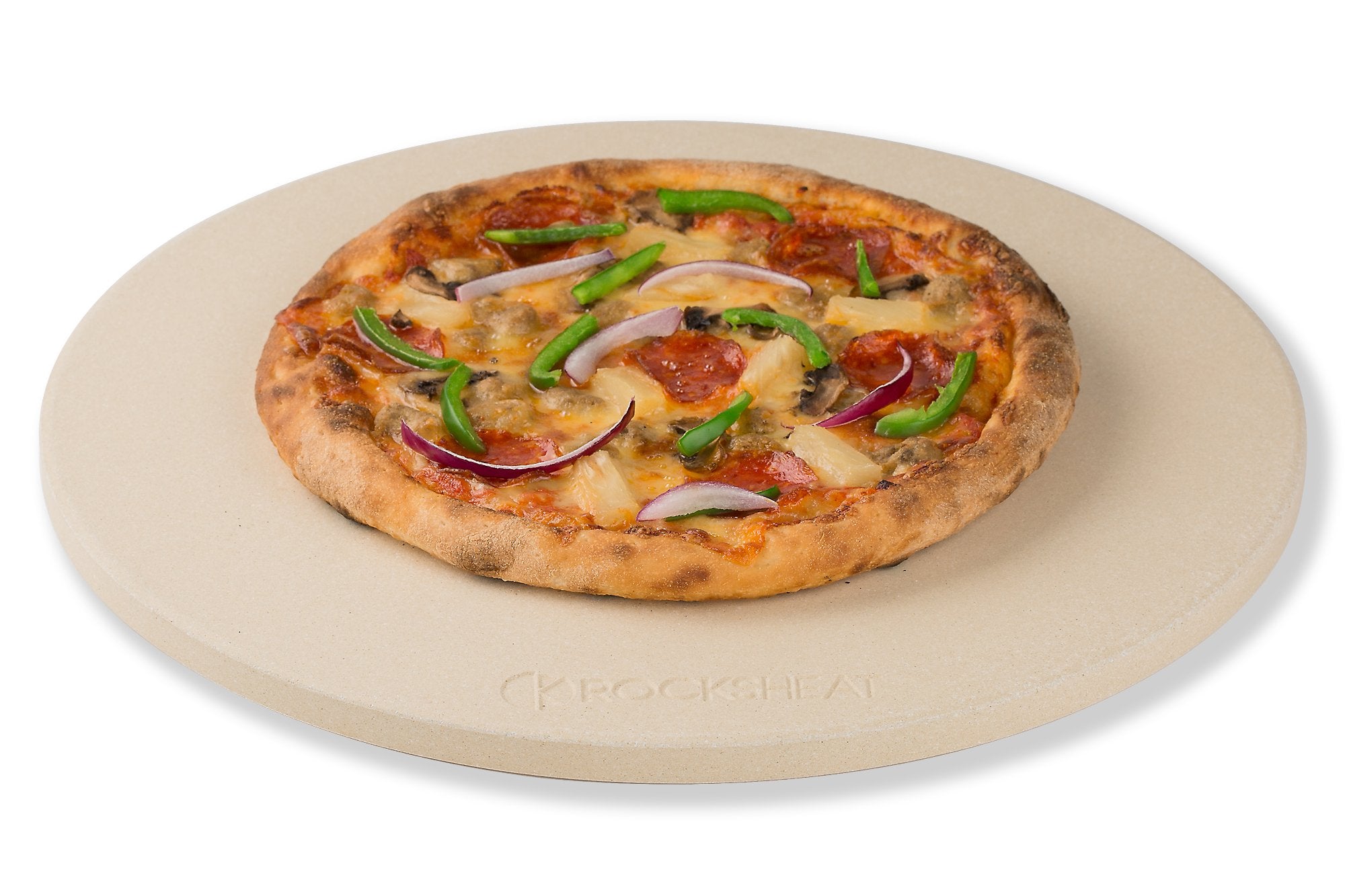 ROCKSHEAT 14.2" Round Cordierite Pizza Stone for Oven, Grill and BBQ