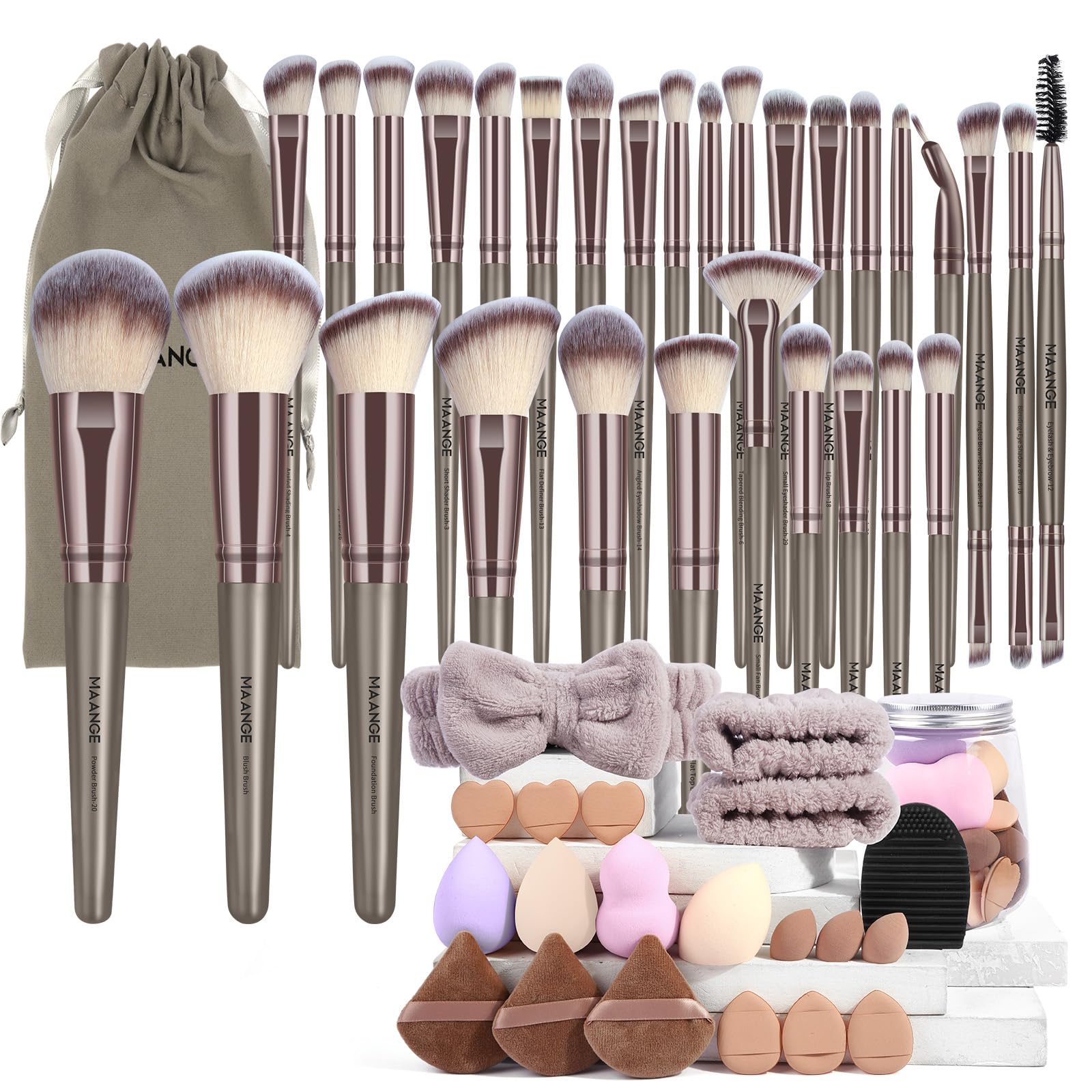MAANGE 51 Pcs Makeup Brush Set – Professional Champagne Cosmetic Tools