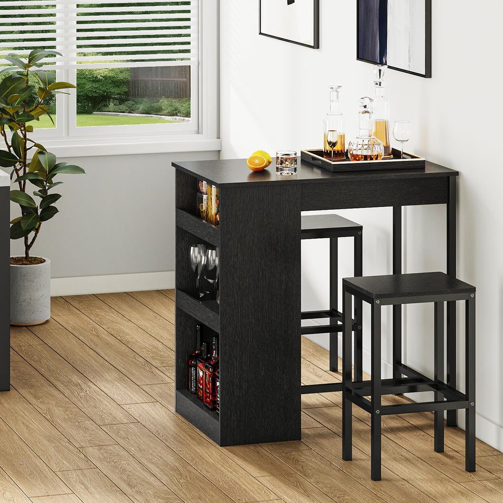 YITAHOME Breakfast Bar Table and Stools Set, Bar Table Set with Bar Stools, Breakfast Bar Dining Bar Table Footrest and Storage Shelf for Kitchen - image 1