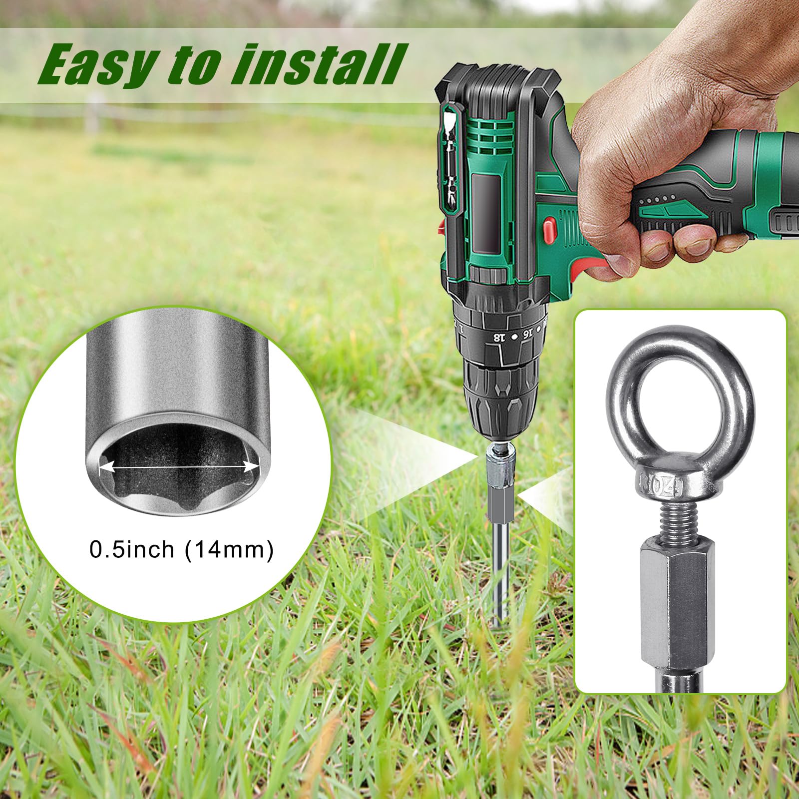 Insaga 76cm Heavy Duty Ground Anchor | Spiral Metal Screw-in Tent Pegs