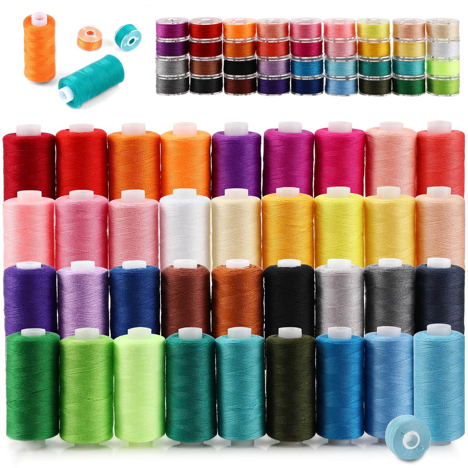 72-Piece Sewing Thread Set – 36 Colors with Bobbins