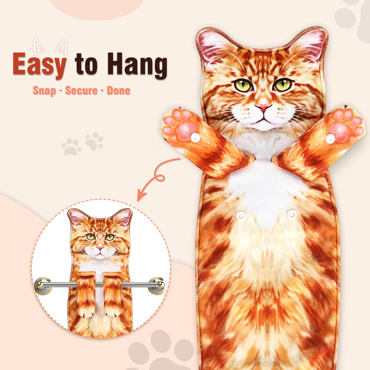PAT JUUMG Funny Cat Hand Towels for Bathroom Kitchen,Cute Cat Decor Towel,Hanging Face Towels,Super Absorbent Soft,Funny Cat Gifts for Cat Lovers - image 4