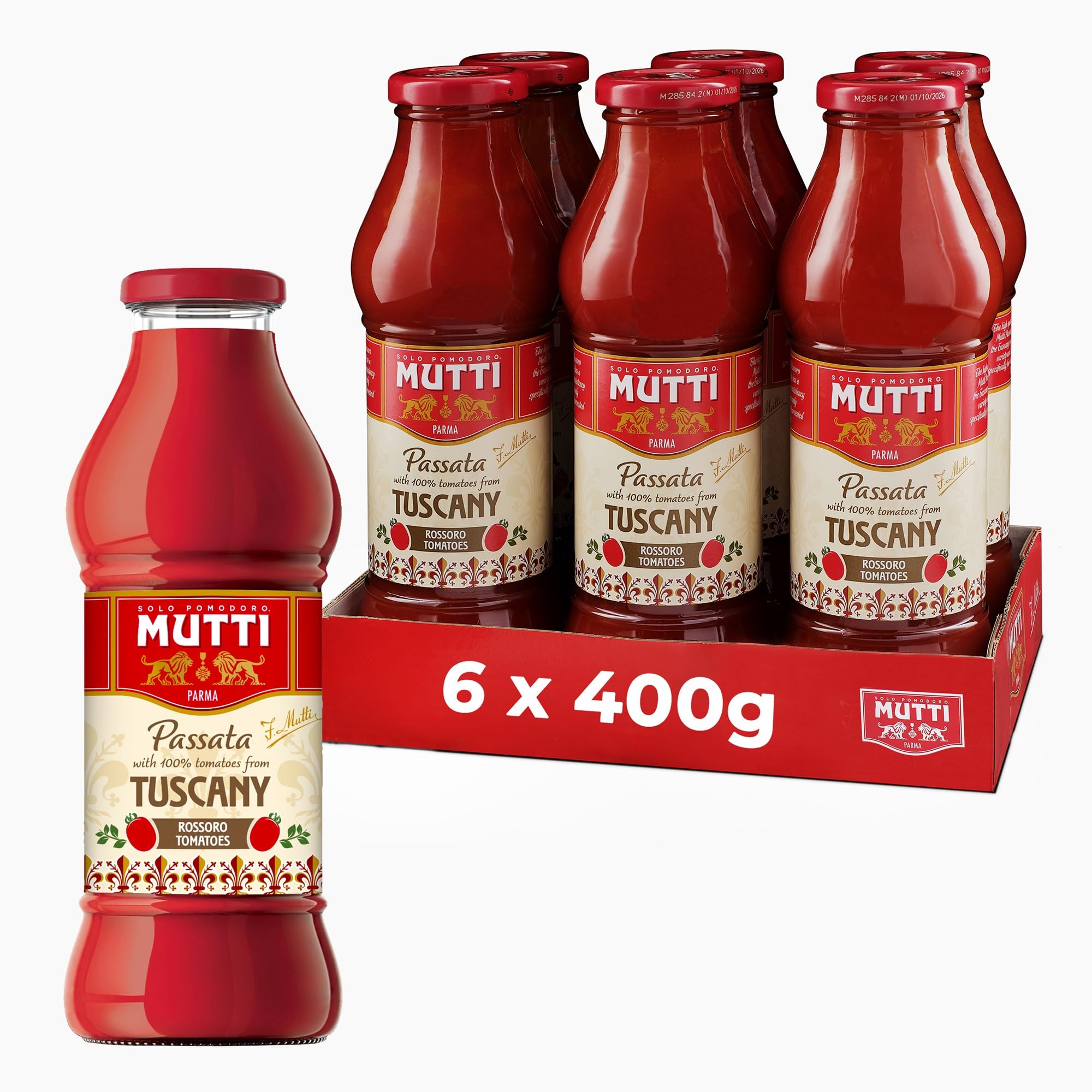 Mutti Tuscany Passata with Rossoro Tomatoes - 6 x 400g Multipack