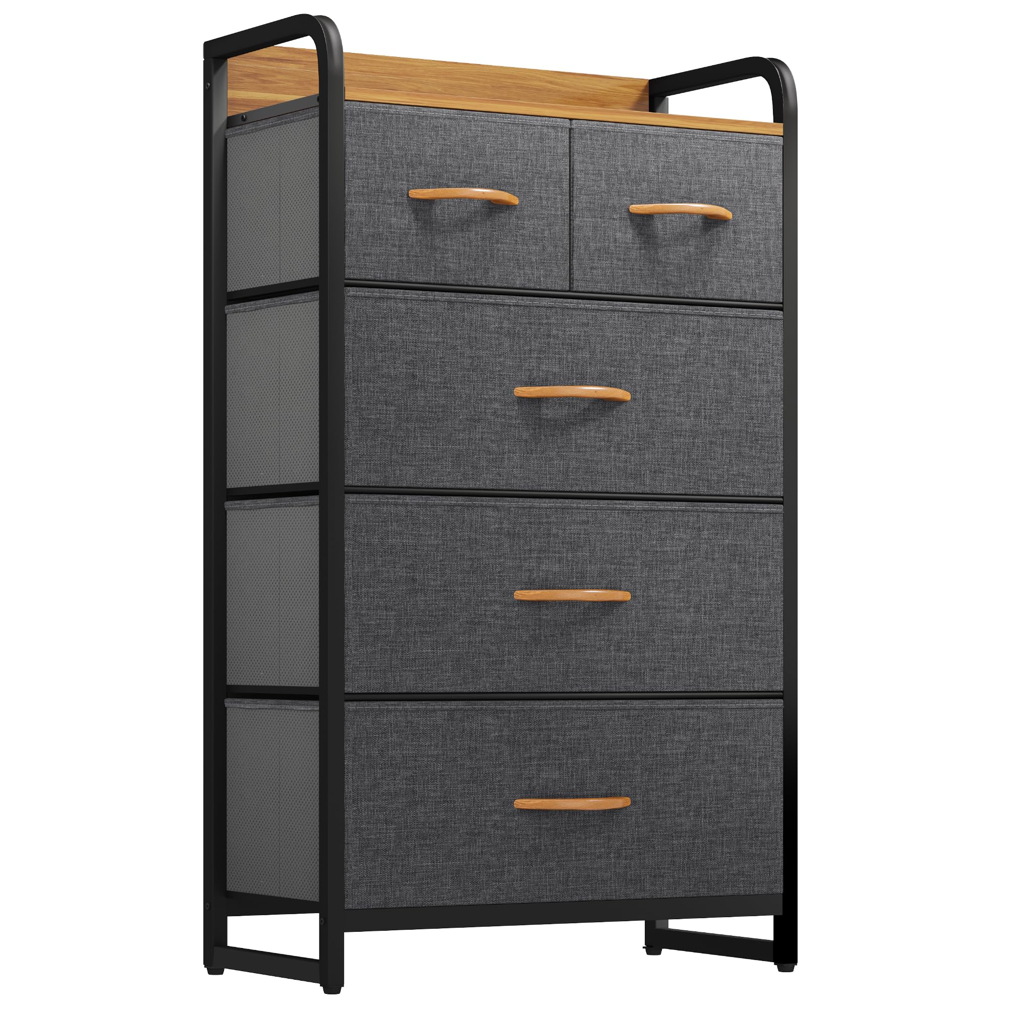 YITAHOME Narrow Chest of 5 Fabric Drawers – Steel Storage Dresser