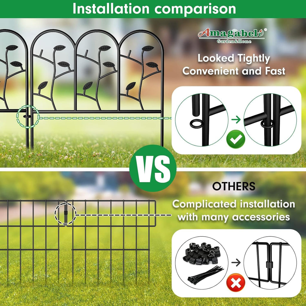 Amagabeli Decorative Garden Fence | 6-Piece Rustproof Metal Border Edging