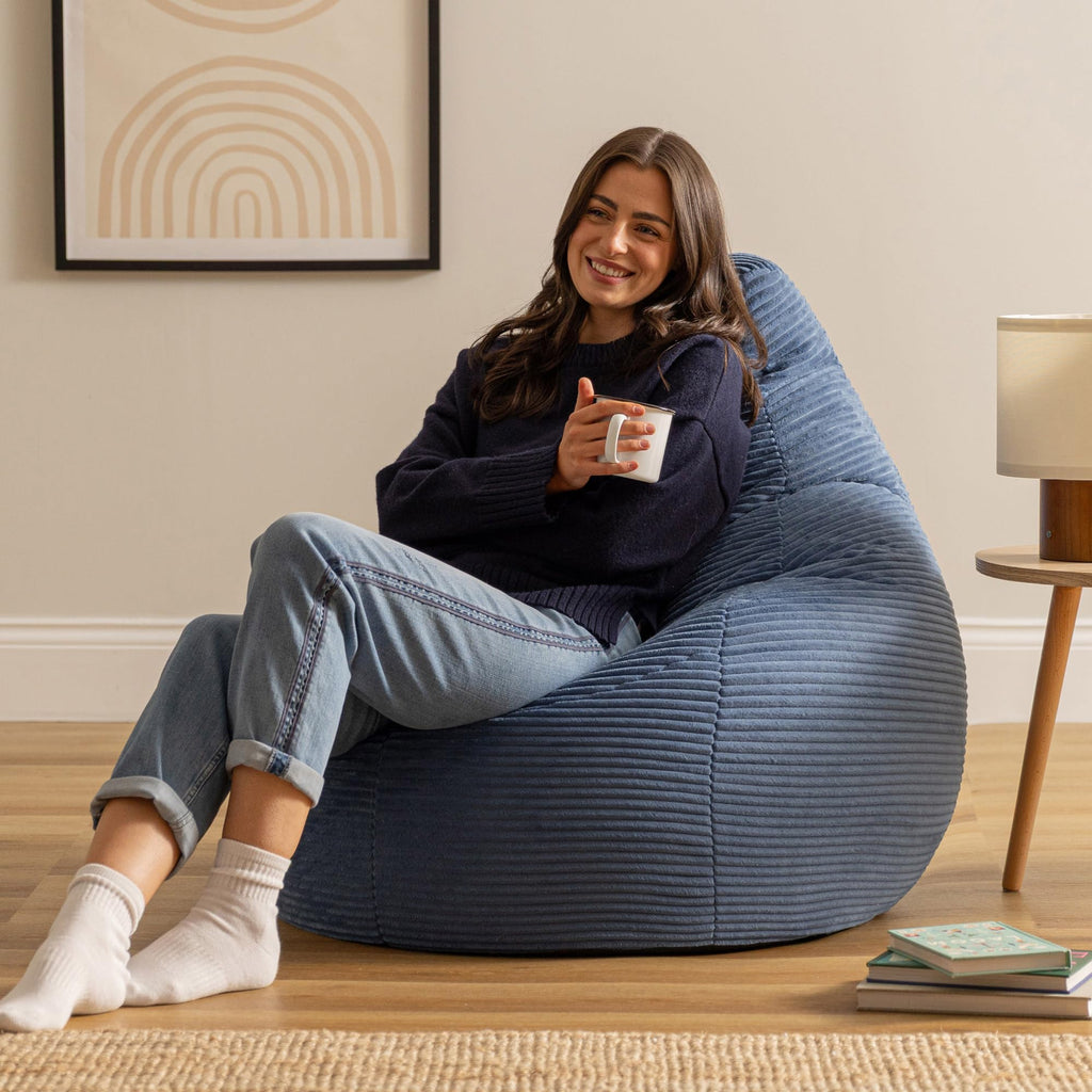 icon Dalton Cord Bean Bag with Filling Included, Blue - image 2