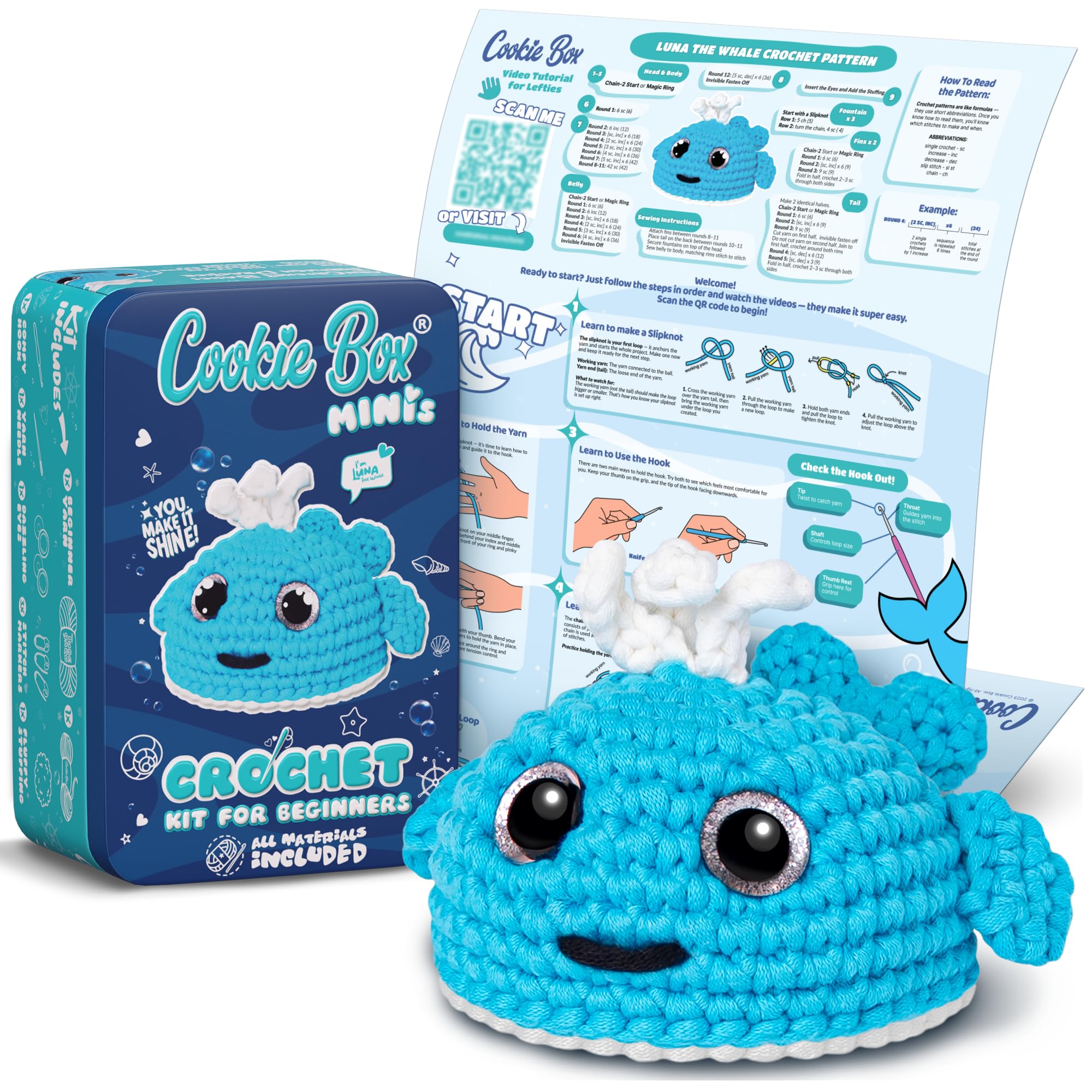 Jolof Store Whale Luna Amigurumi Crochet Kit for Beginners - DIY Plushie