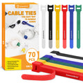 Summerbrite 70PCS Reusable Cable Ties – Adjustable Hook and Loop Straps