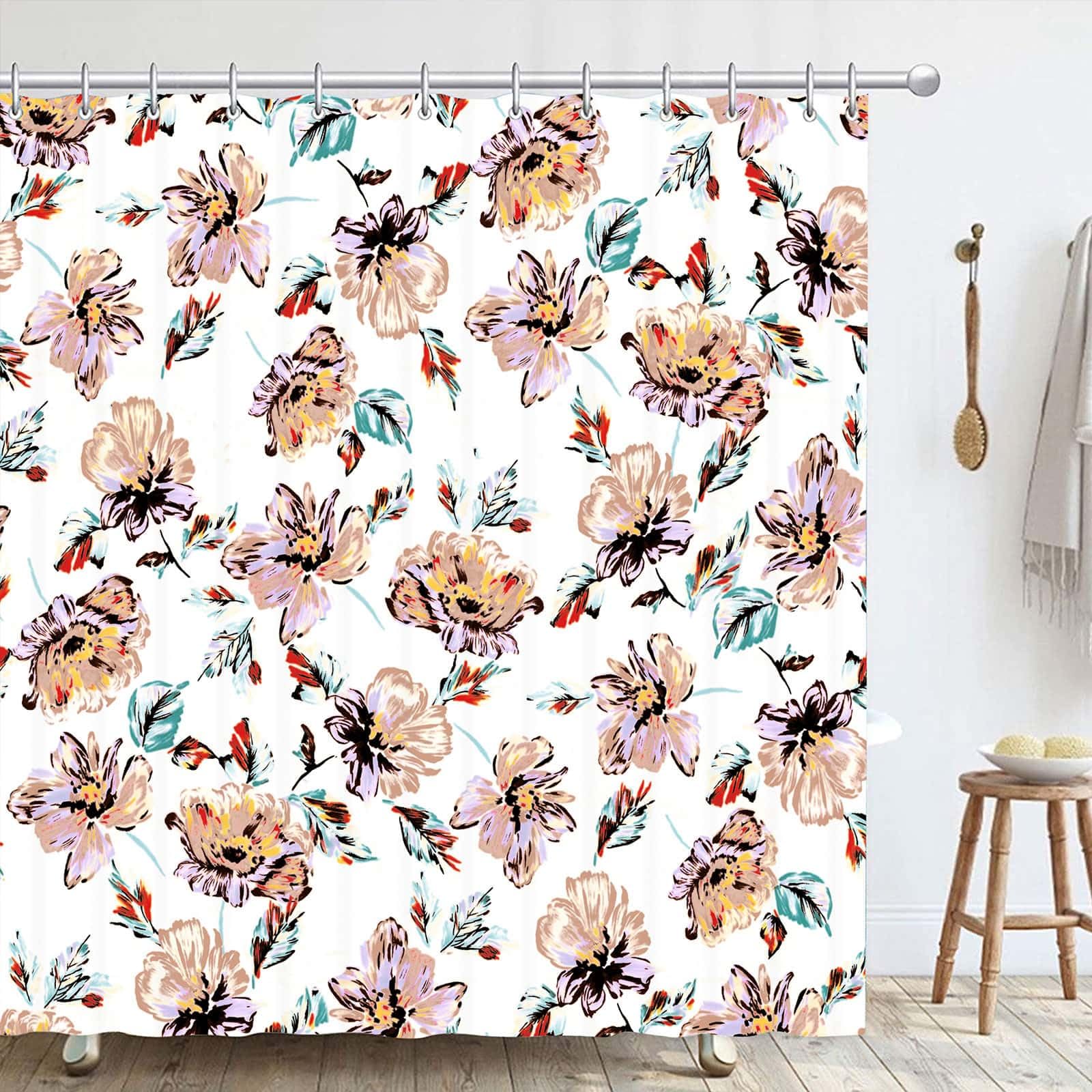 Hykiee Floral Shower Curtain – 71x71 Waterproof Mildew Resistant Fabric