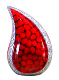 eSplanade Teardrop Cremation Urn - Red Aluminum Memorial for Adults