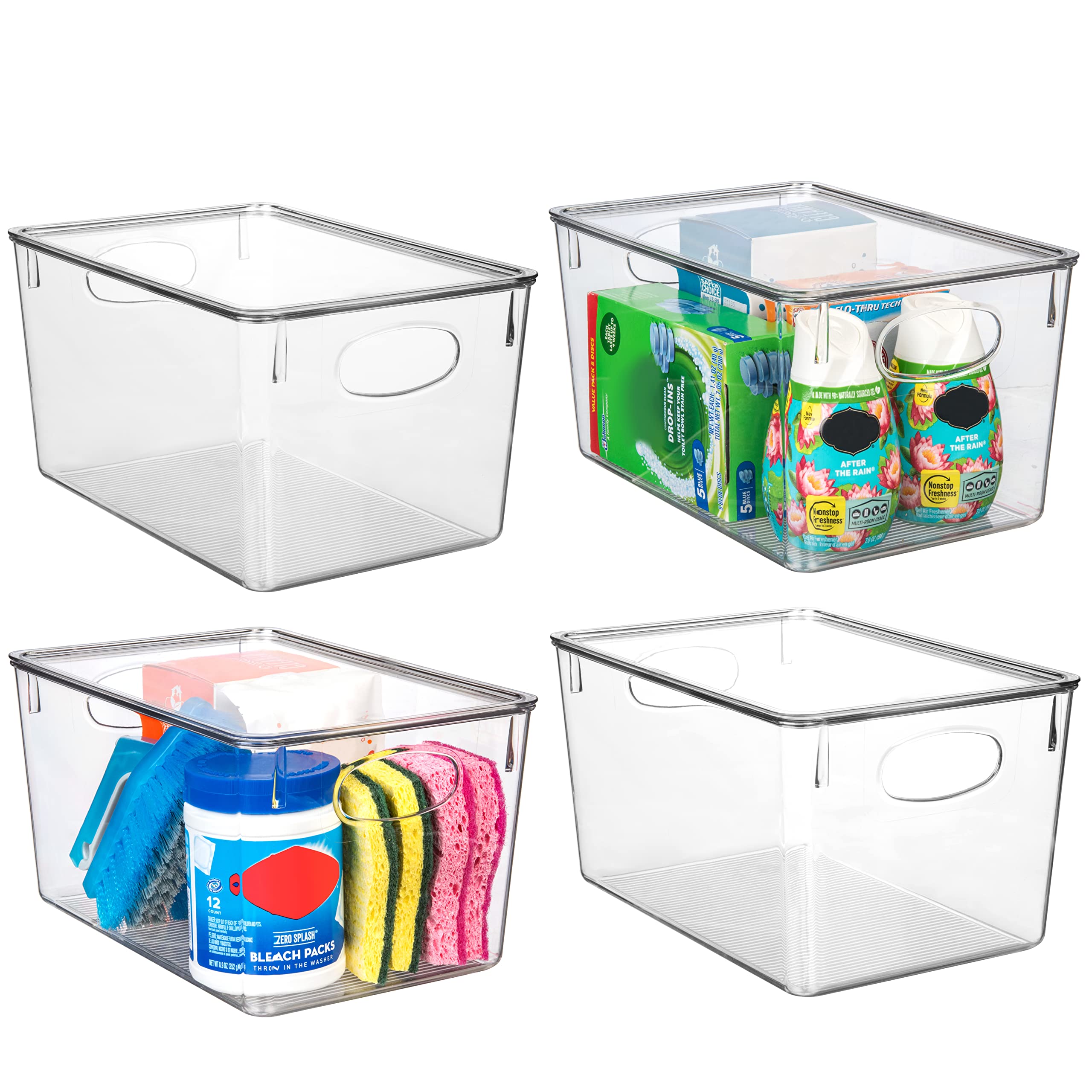 Clear Plastic Storage Bins with Lids | Stackable Pantry Organizer
