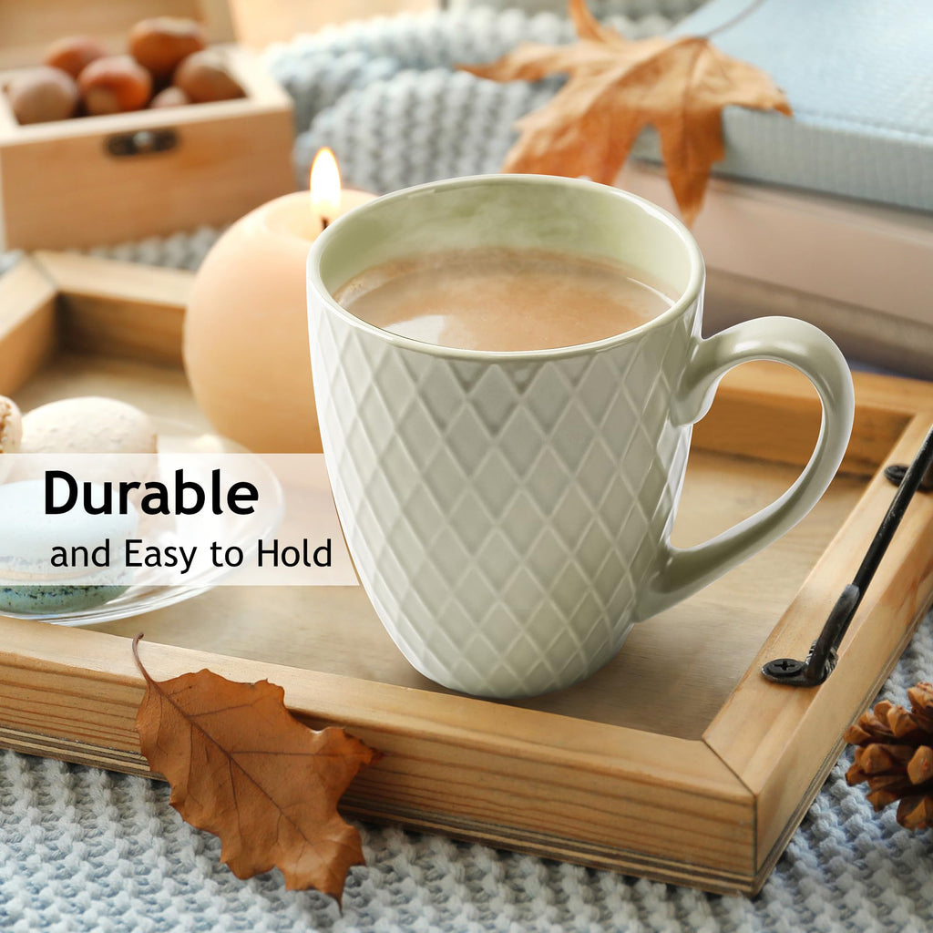 MIAMIO 6-Piece Ceramic Coffee Mug Set - 400ml Matte Stoneware - Green
