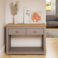 Timber Art Design UK Lisbon Console Hall Way Table with 2 Drawers Rustic Retro Style Hallway Living Room, Bedroom, Office