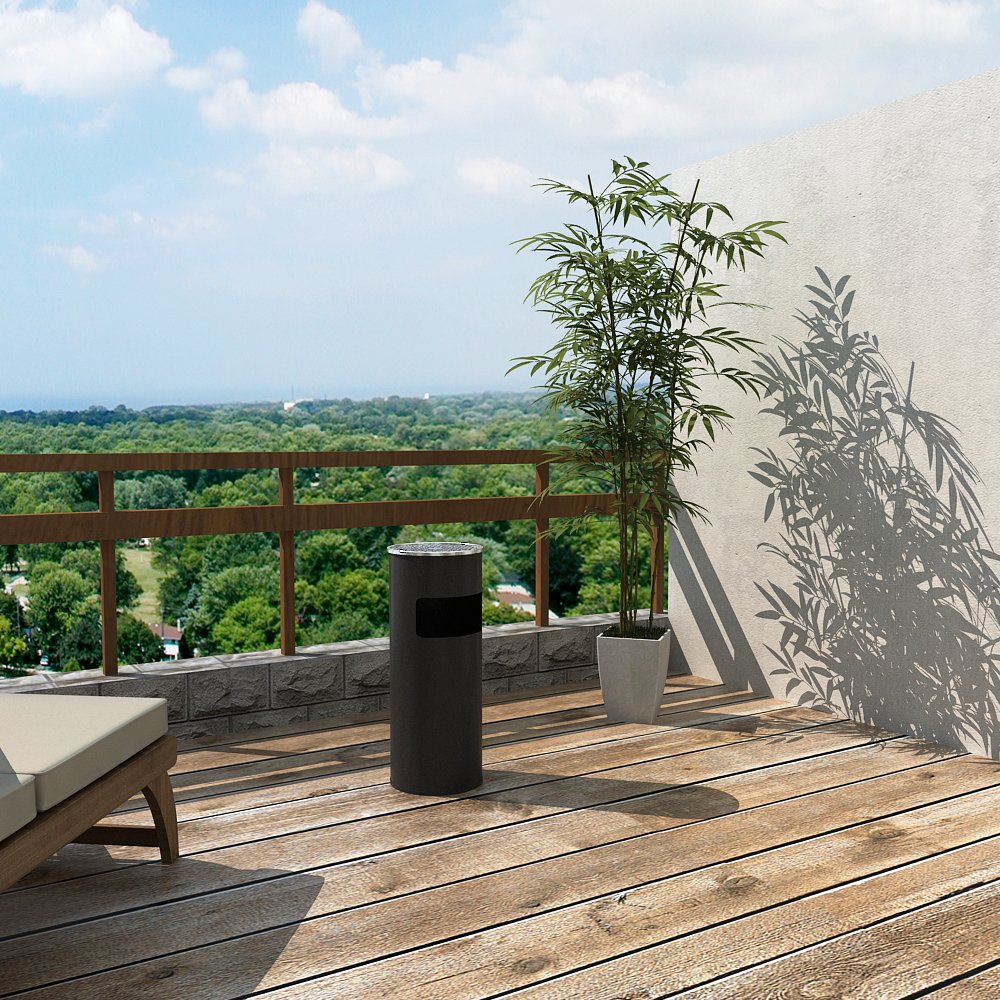 SONGMICS Standing Ashtray Bin | Outdoor Stainless Steel 12.3L Black
