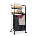 Relaxdays Rolling Bathroom Shelf with Laundry Hamper – Bamboo & Metal