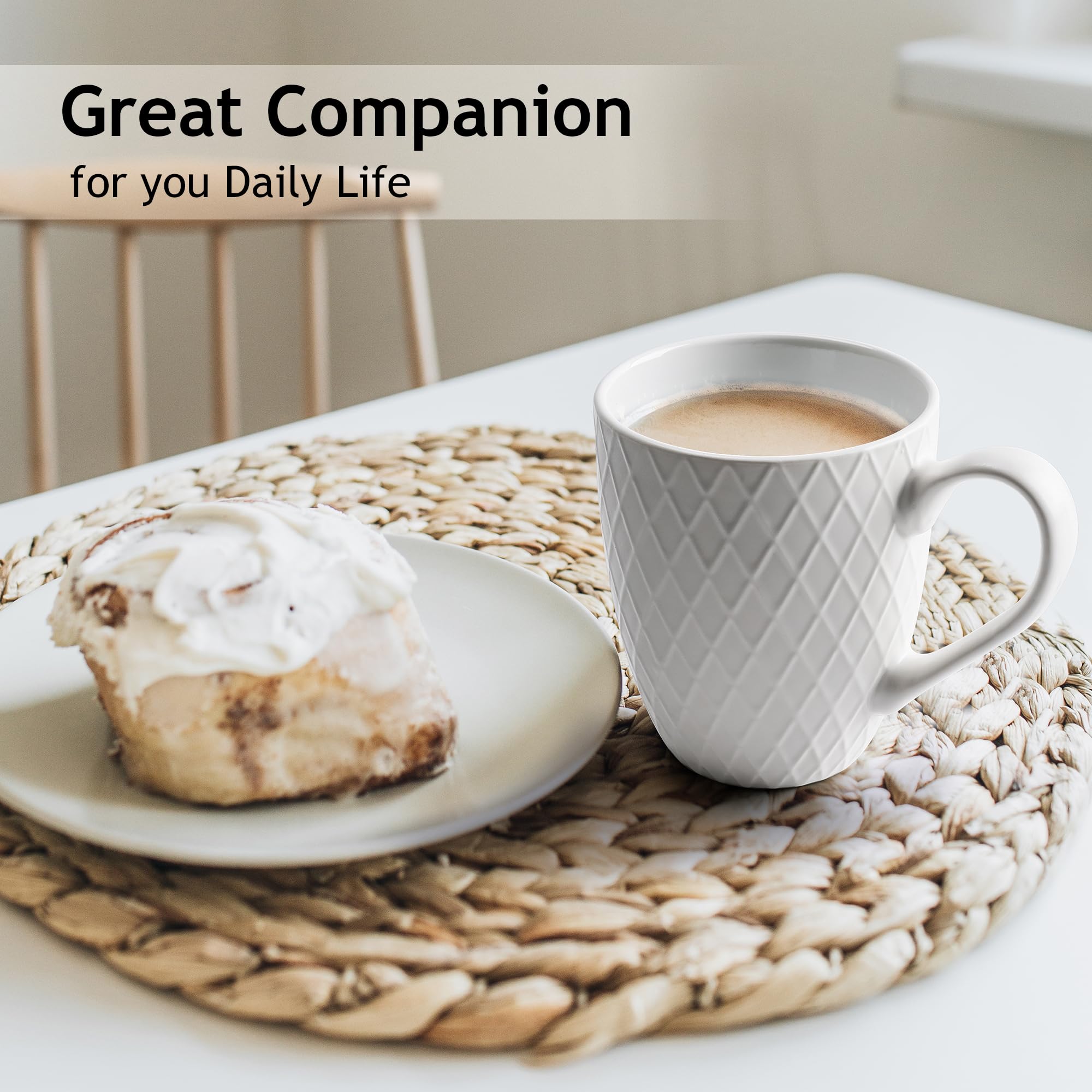 MIAMIO 6-Piece Matte Ceramic Coffee Mug Set - 400ml Large Stoneware Cups