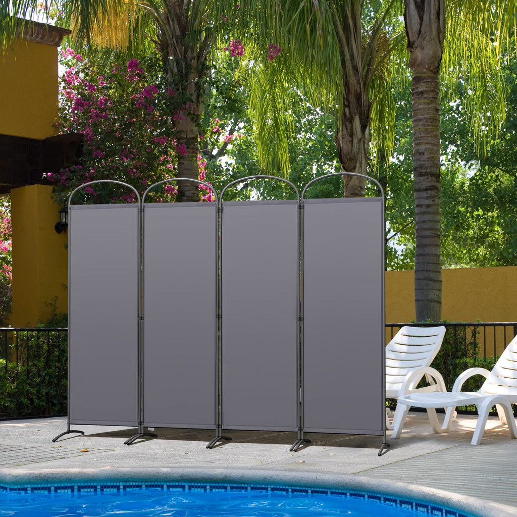 Angel Living 4-Panel Room Divider | Grey Privacy Screen 224x182cm