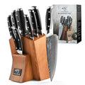 Nanfang Brothers 9-Piece Damascus Steel Kitchen Knife Set with Block