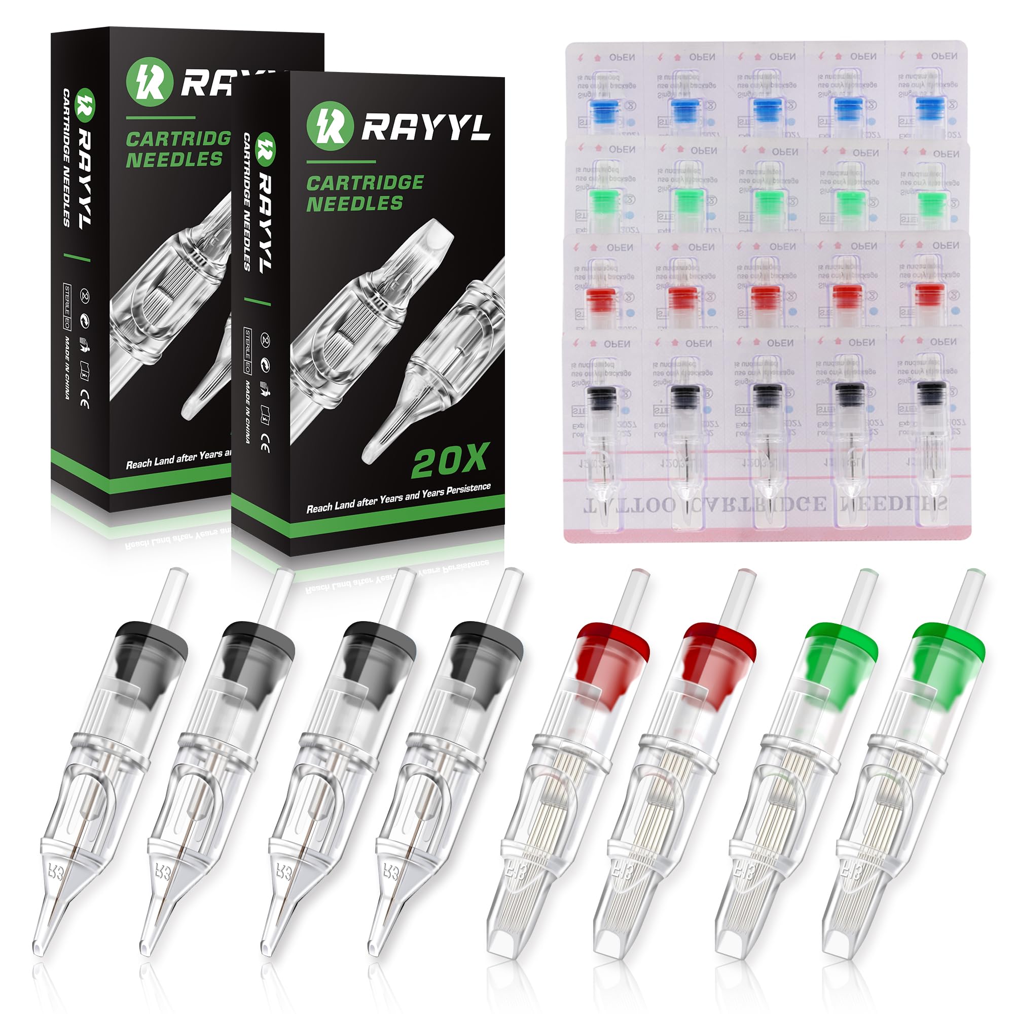 Rayyl Tattoo Cartridge Needles – 40pcs Mixed RL RM for Rotary Pen