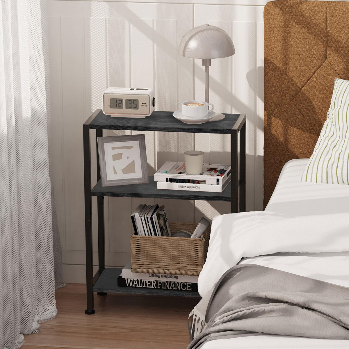 Vantimo Small Side Table, 3-Tier Thin End Table for Living Room, Narrow Bedside Table for Bedroom, Sofa, Couch Black - image 4