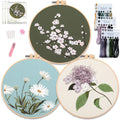 Myfelicity Flower Embroidery Kit for Beginners – 3 Pack DIY Floral Set