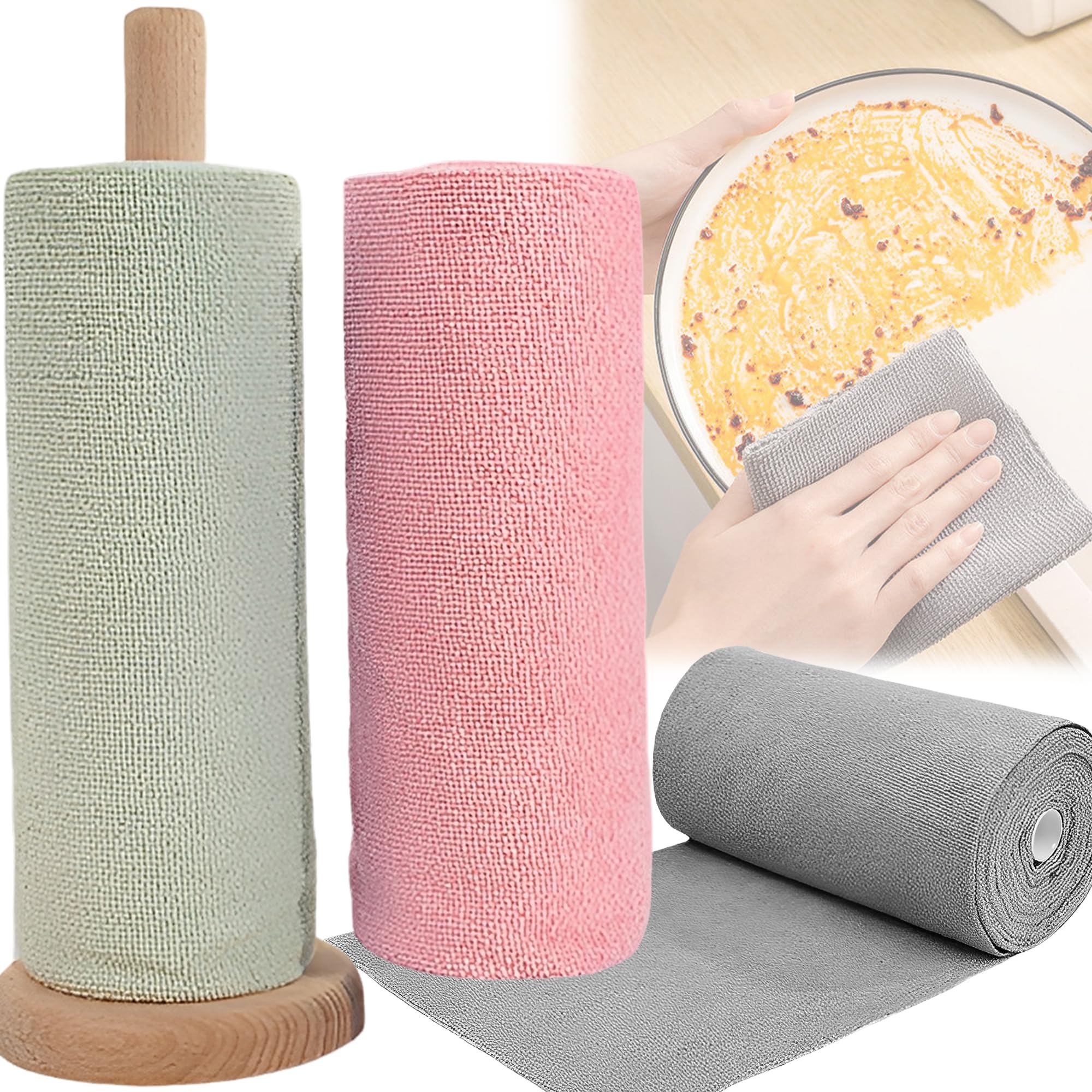 Jolof Store Reusable Microfibre Cloth Rolls – 3 Pack, 60 Sheets, 25x25cm
