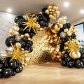 Jolof Store 231Pcs Black and Gold Balloon Arch Kit with Foil Stars