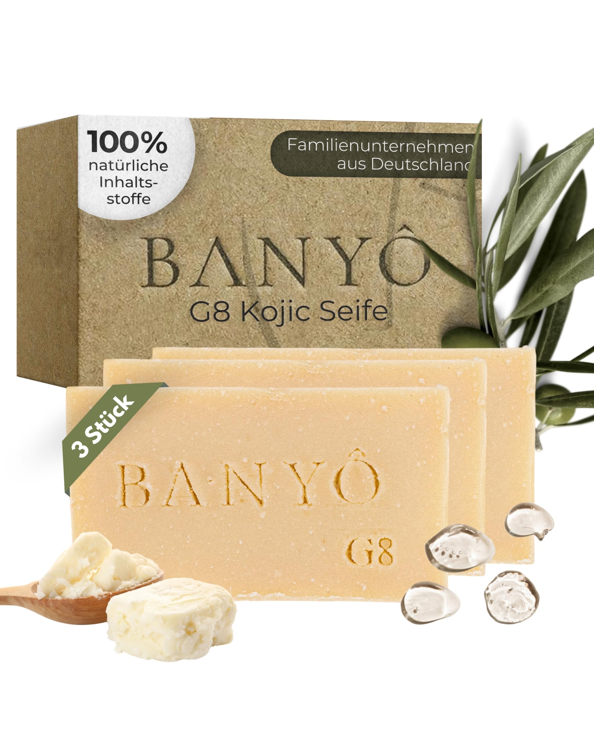 BANYÔ Kojic Acid Face Soap Set of 3 – Brightening Handmade Hammam Soap