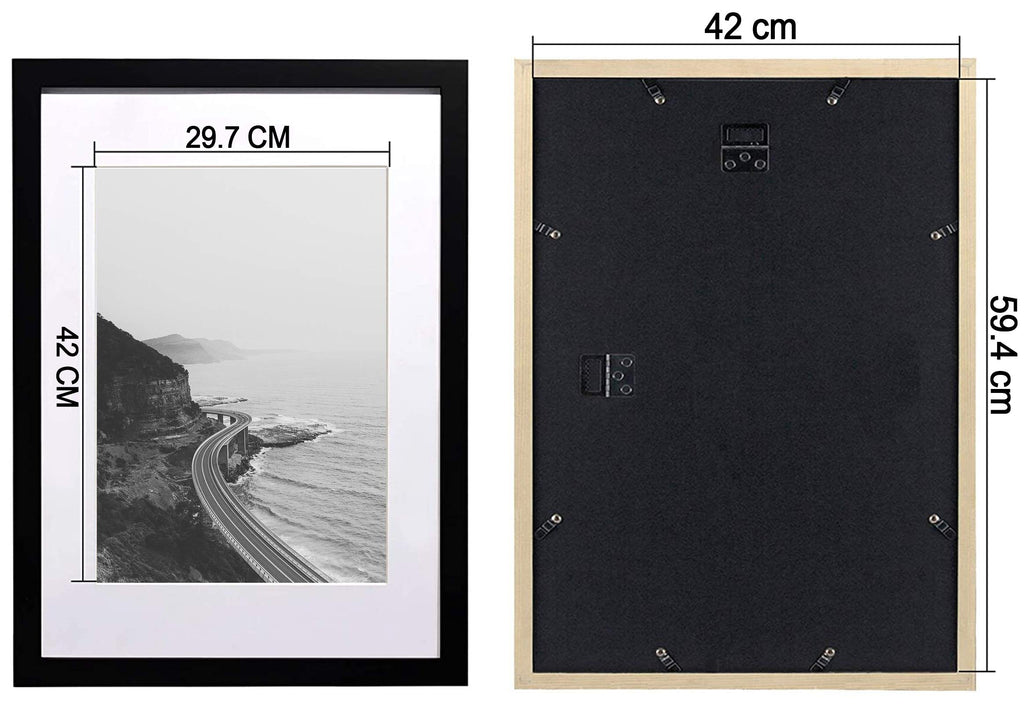 SILD A2 Poster Frame – Solid Wood Black Picture Frame with A3 Mount, Set of 2