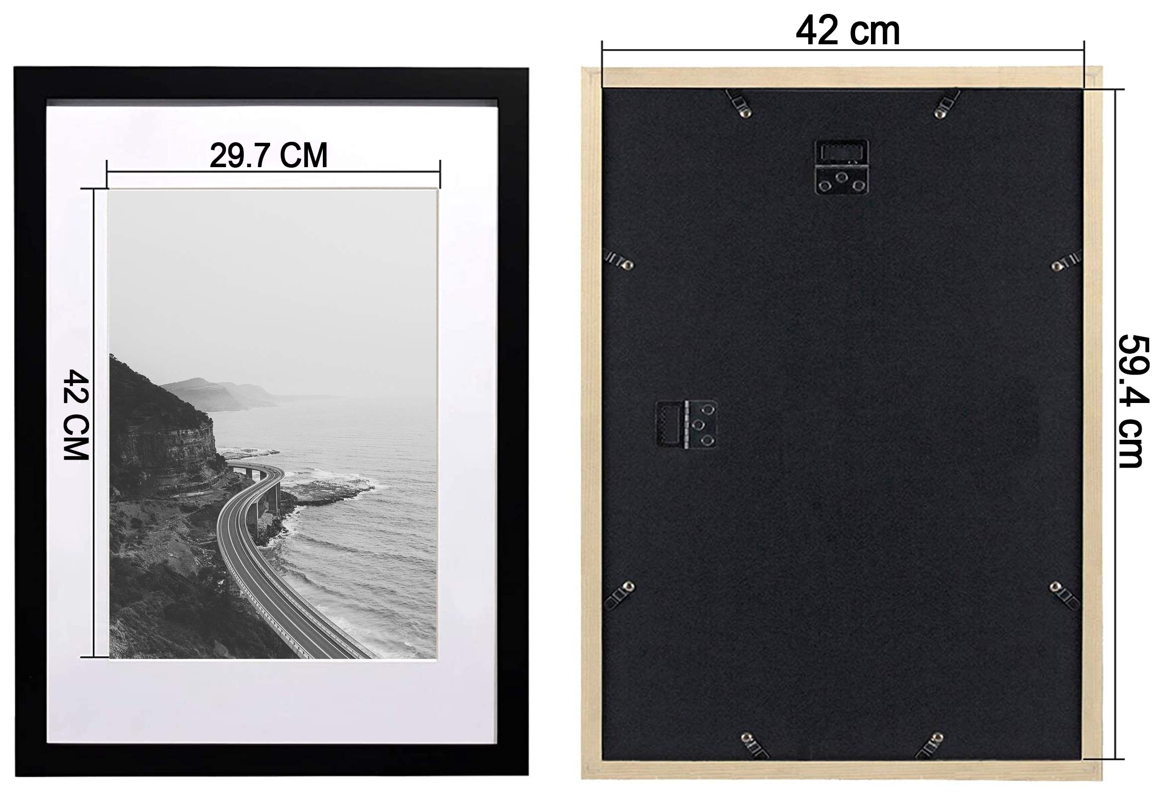 SILD A2 Poster Frame – Solid Wood Black Picture Frame with A3 Mount, Set of 2