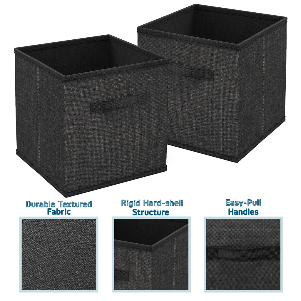 Nestl Cube Storage Bins, Foldable 6 Cube Storage Organizer Bins, Fabric Storage Cubes, Storage Basket with Handles, Black Closet Storage Bins - image 4