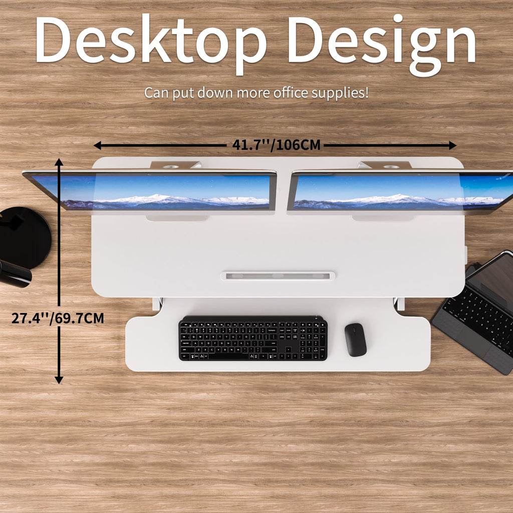 ERGOMAKER Standing Desk Converter, 42"/106cm, White - image 4