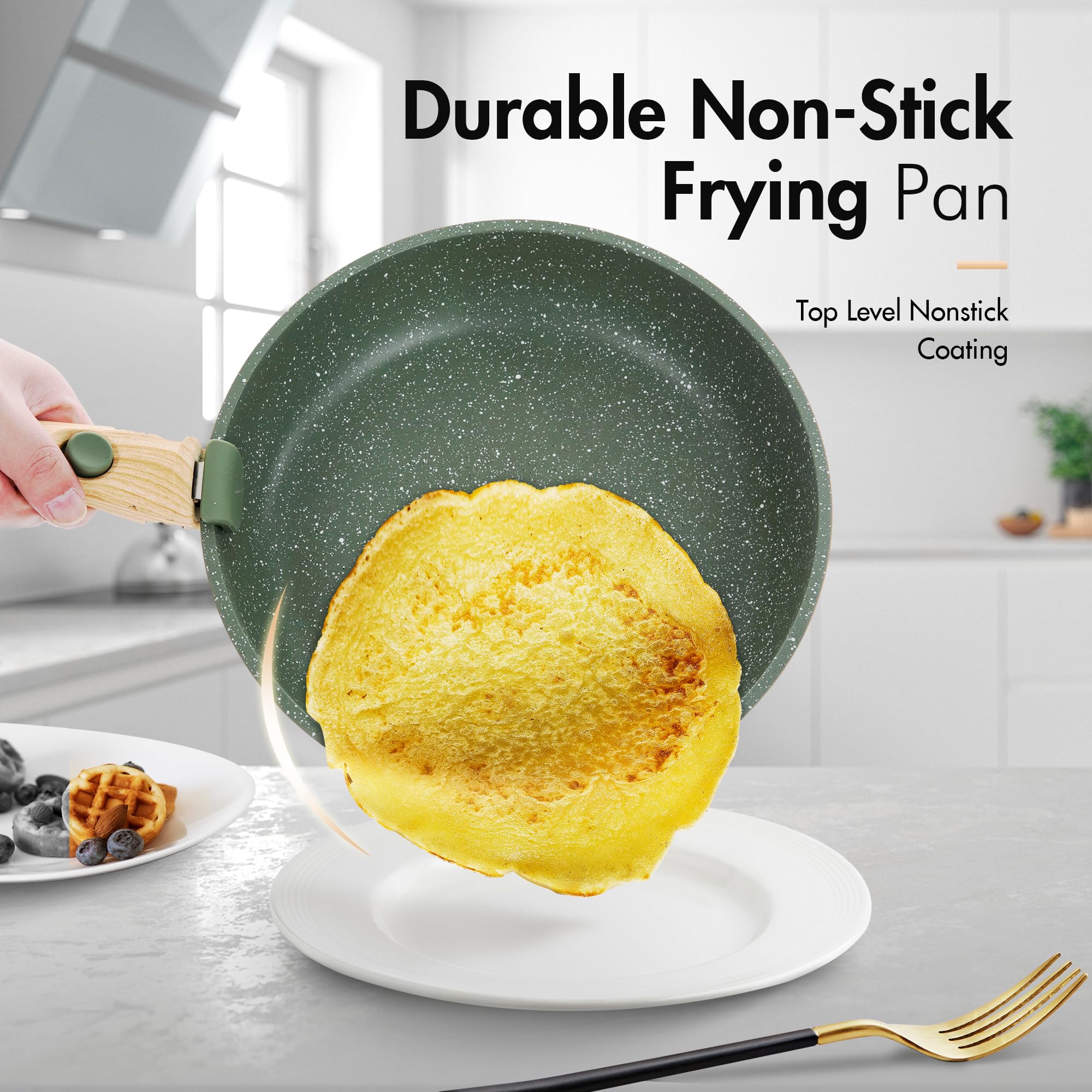 Kitchen Academy 10-Piece Non-Stick Cookware Set | Stackable Induction Pans