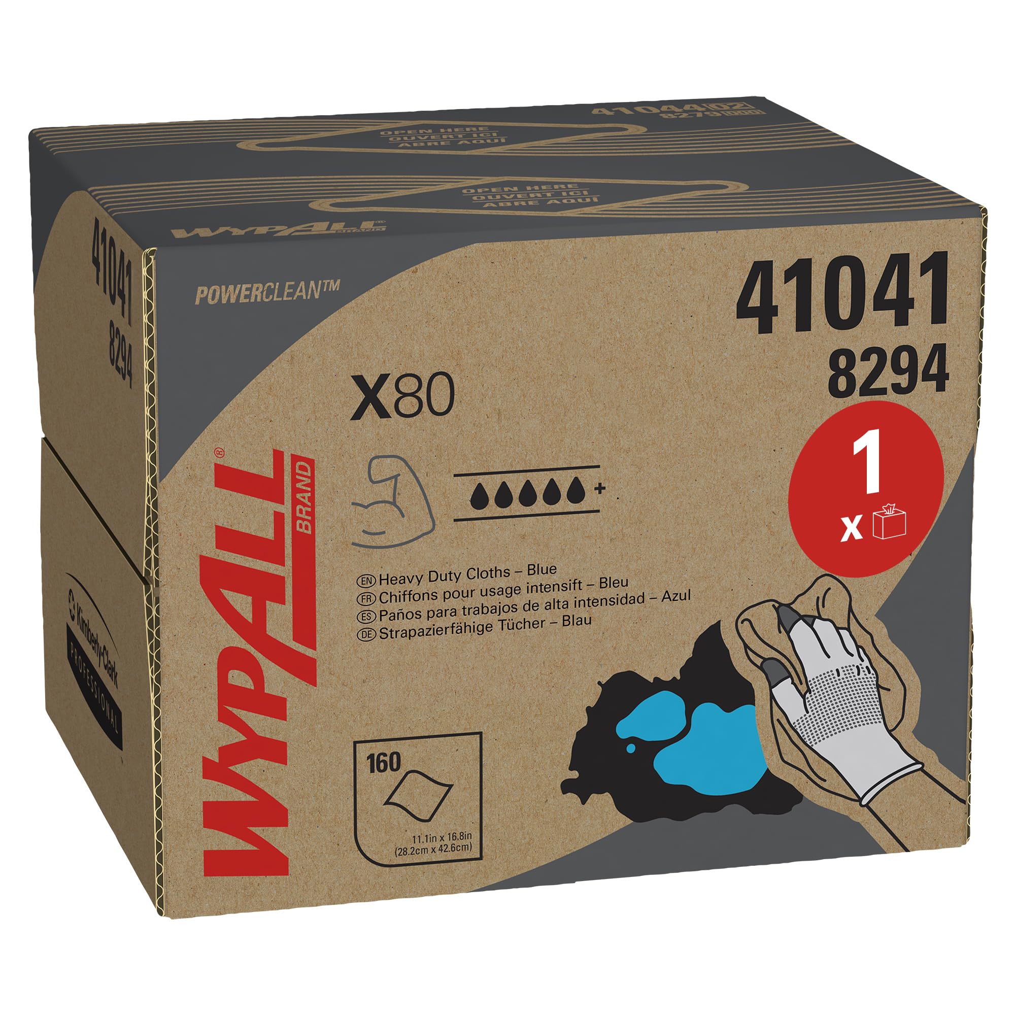 WypAll X80 Power Clean Blue Reusable Cleaning Cloths | 160 Count