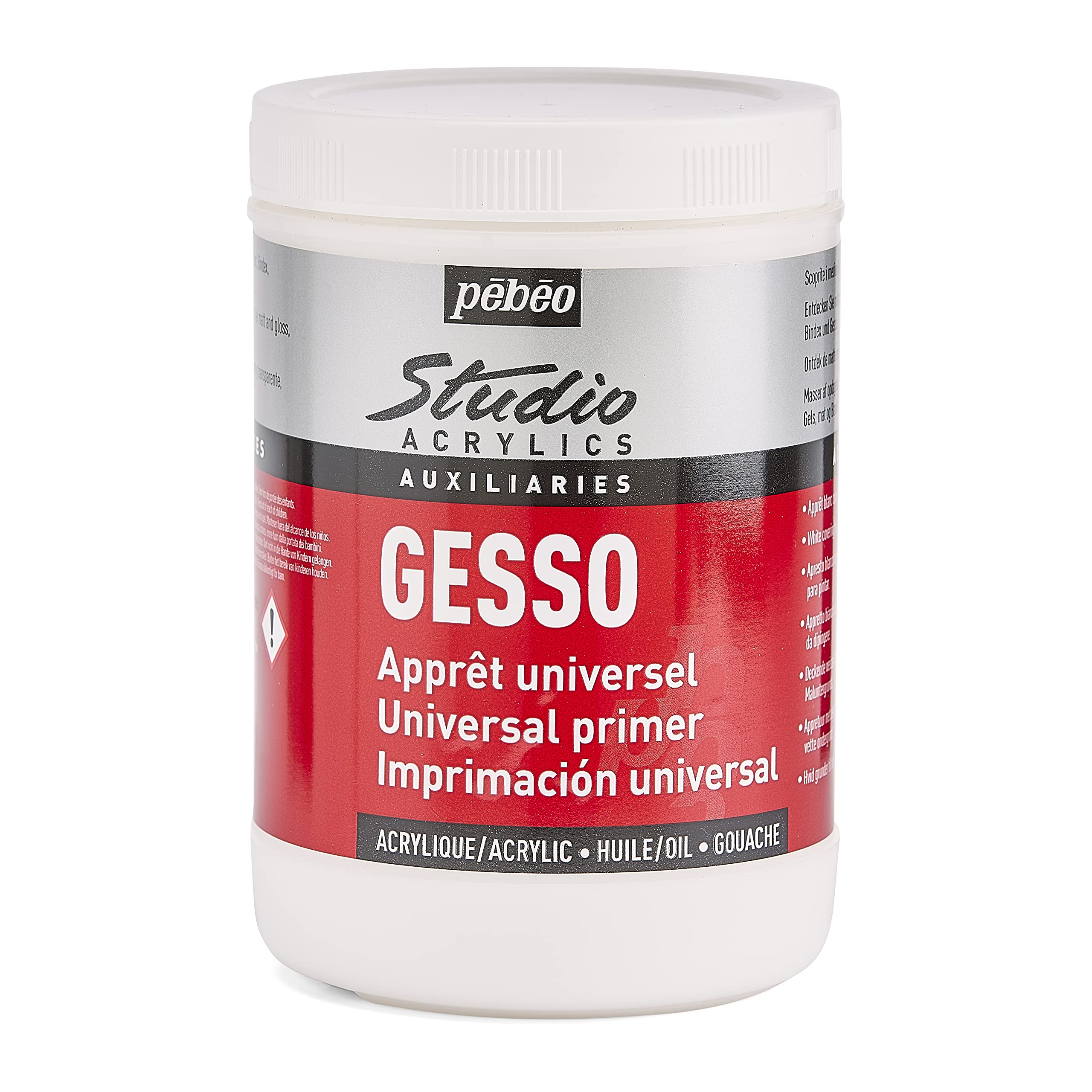 Pebeo Studio Acrylics Gesso White Primer for Painting - 1 Litre