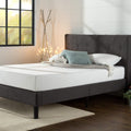 Zinus Shalini Upholstered King Bed Frame | Dark Grey Wood Slat Support