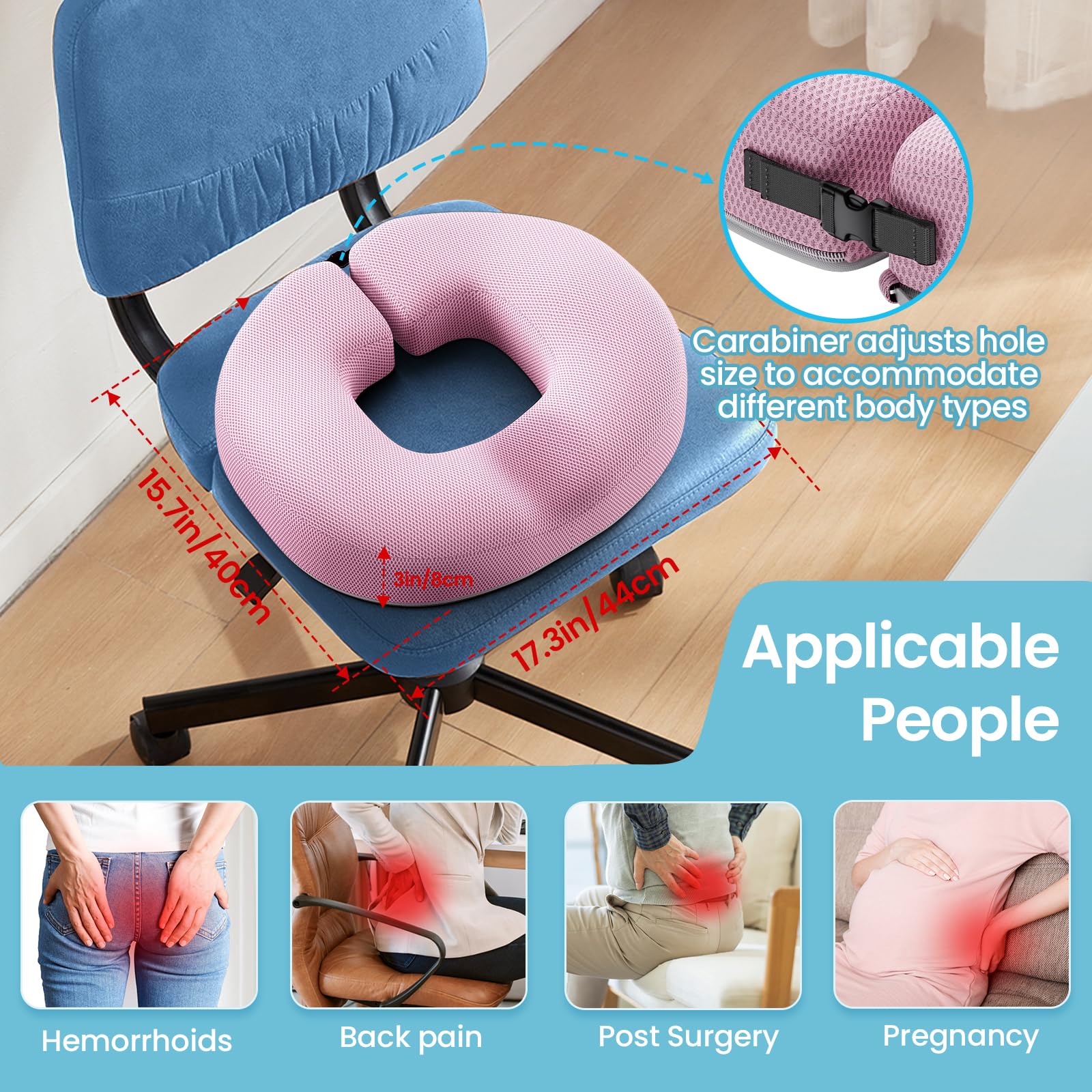 Benazcap Donut Cushion - Memory Foam Coccyx Pillow for Tailbone Pain